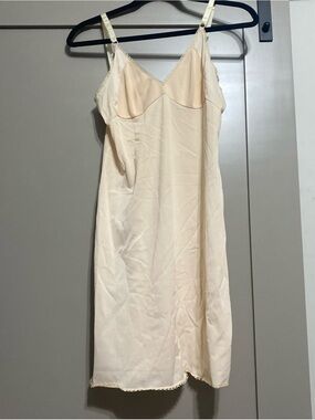Vintage 70’s Light Cream Satin Slip Dress with Adjustable Straps